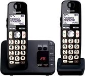 Panasonic KX-TGE722 Big Button DECT Cordless Telephone with Nuisance Call Blocker & Digital Answering Machine (Twin Handset Pack) – Black