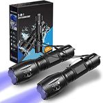 SELPONT t Black Light 2 in 1 2 Pcs,UV Light LED Black Light flashlights with 500LM Highlight&4 Mode&Waterproof IPX 4 for Pet Clothing Food Fungus Detection/Night Fishing/Travel/Camping