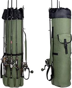 Fishing Rod Bag Hold 5 Poles Portable Canvas Rod Organizer Large Capacity Storage Case for Travel Green