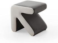 pouseayar Velvet Foot Stools Ottoman, Footrest Footstool Multifaceted Stool Coffee Table Arrow Design Handicraft Decoration for Living Room Bedroom - Grey+Beige