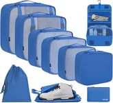 BAGAIL 10 Set Packing Cubes Various Sizes Packing Organizer for Travel Accessories Luggage Carry On Suitcase-Blue