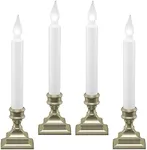 612 Vermont LED Battery Operated Window Candles with Timer, Bright Hot Spot, VT-1506P-4 (Pack of 4, Pewter)