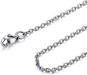 FOCALOOK 24 Inch Necklace Rolo Chain for Women 2mm Stainless Steel Silver Color Cable Link Chain