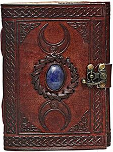 HG-LTHR 18 cm New Age Celtic Moon Leather Blank Book grimoire leather journal book of shadows spell book leather diary journal notebook sketchbook gift for artists
