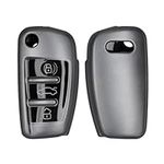 kwmobile Key Cover Compatible with Audi 3 Button Flip Key - Soft TPU Car Key Fob Protector Case - Black Matte/Black