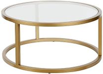 Parker 35'' Wide Round Coffee Table in Brass