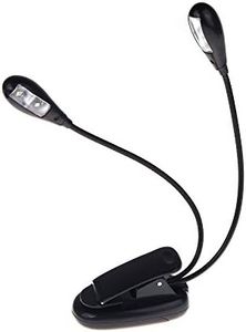 summina Music Book Stand Light Lamp Clip-on 2 Dual Arms 4 LED Flexible Black