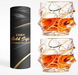 EdensDECOR Whiskey Glasses (Luxury 24k Gold Plated) Bourbon Glass, Rocks glasses, Old Fashion Glass, Gifts for Men, Dad, Husbands, Grooms Men Gift