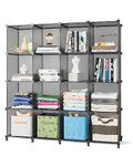 FUNLAX Cube Bookshelf, 16 Cube Storage Unit Bookcase Portable Shelf Plastic Cube Storage Shelving for Clothes Books Toys Yarn Shoes