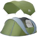 6 Person Easy Pop Up Tents, Waterproof Instant Family Tents with Large Skylight & Removable Rainfly, Automatic Easy Setup with 2 Windows Doors Camping Tent Sky for Hiking & Traveling Basecamp, Green