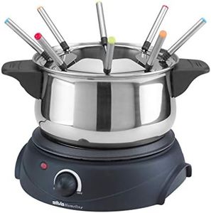 Silva-Homeline 426023 PK-F 100 Fondue, 1500 W, Protection Contre la surchauffe, régulateur de température en continu, témoin Lumineux, INOX-Schwarz