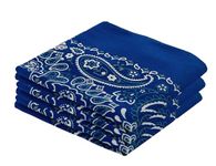 Classic Paisley Bandanas - 3 Pack Gift Set, 100% Cotton, 22x22 Inches (Navy Blue)