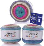 LAWINIA - HAPPY CAKE Premium Mandala Yarn Cake Rainbow Wool DK, 100% Acrylic Pack of 3 Each 150g -530m OEKO-TEX Certified, DK Knitting Yarn Rainbow Yarn for Knitting, Paintbox Yarn, Multicoloured Wool