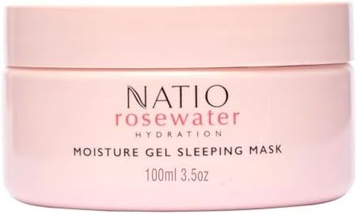 Natio Australia Rosewater Hydration Moisture Gel Sleeping Mask 100g - Plumping Overnight Face Mask with Roswater, Hyaluronate & Calendula - Face Moisturiser for All Skin Types - Made in Australia