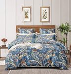 DECOMIZER Luxurious Glace Cotton Duvet Cover/Comforter Cover/Rajai Cover/Blanket Cover/Quilt Cover King Size 90"x100" inches - Navy Ambi