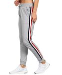 Alan Jones Clothing Women's Slim Fit Taped Joggers Track Pant (Melange_L)