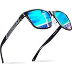 ATTCL Polarised Sunglasses Mens for Driving: UV400 Protection Square Shades AL-MG Metal Frame HD TAC Lens Hiking Travel 8587 Black Blue