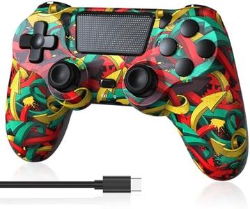 MOOGOLE Wireless Controller Compatible with PS4, with USB C Cable/1000mAh Battery/Dual Motors/6-Axis Gyro/3.5mm Audio Jack/Multi Touch Pad/Share Button (Colorful Arrows)