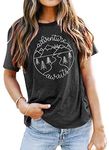 MEESHEEP Women Mountain Adventure Shirt Workout Hiking Graphic Tshirt Camping Short Sleeve Athletic Tee Tops Grey