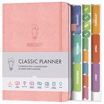 Daily Planner & appointment diary - Gratitude journal, wellness journal & 2024 Undated weekly planners and organisers - Desk journals for women & men - LUX Productivity Classic (SALMON PINK)