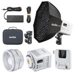 Godox ML150BI Bi-Color LED Video Light, 2800K-6500K 61054 Lux Video Lighting Kit, APP/DMX/NFC Addition Control, with ML-Z Zoom Lens and V-Mount Battery Adapter ML-VMA + AD-S60S Softbox