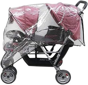 Universal Stroller Raincovers for Twins Baby Stroller Pushchair Waterproof Buggy Pram Raincoat Wind Dust Rain Covers PVC Double Carrycots Weather Shield Protector (Tandem Twin Buggy Rain Cover)