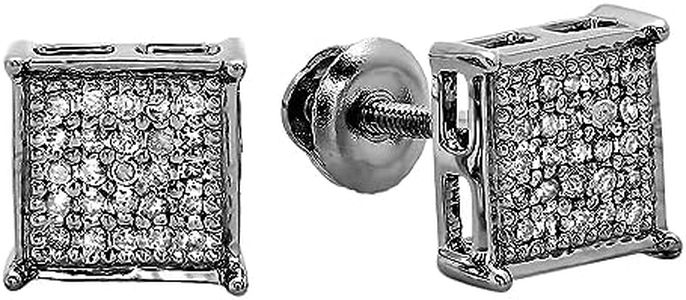 Dazzlingrock Collection 0.15 Carat (ctw) Round White Diamond 5.50mm Hip Hop Iced Studs in Black Plated Sterling Silver, Screw Back, Unisex Design Ladies, Mens Real Diamond Earrings