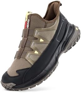 FitVille Extra Wide Sneakers for Men Slip-on Shoes, Soft Comfortable Mens Running Shoe, Slip Resistant Hiking Walking Shoes with Arch Support & Wide Toe Box Brown
