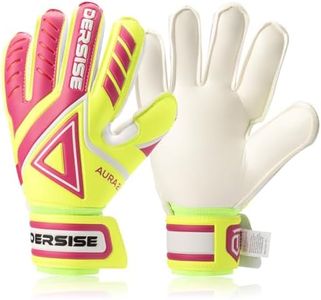 DERSISE Goalkeeper Gloves for Kids Adults - Goalie Gloves with 4mm Latex Anti-Slip Grip, Finger Protection All Weather (Fluorescent Yellow, 7)