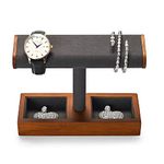 Oirlv Wooden Watch Display Stand Individual Watch Stand Jewellery Organiser Holder for Watch Necklace Bracelets Storage and Display (Dark Grey)