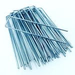 Weed Membrane Pegs Pins Staples Nails | Anti-Rust Galvanised Metal U-Shaped Stakes for Garden, Camping, Grass Matting, Landscape Fabric - 150mm / 6"