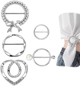 DHATMYC Scarf Ring Clip T Shirt Tie Clips for Women the Side Waist Tightener Clothing Wrap Holder Round Circle Belt Buckle, Medium, 5 Style,(DJK5P)