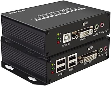 LornCeng 4K DVI KVM Extender Over Fiber Optic – 20km (12.4 Miles) Long Range, 4X USB 2.0, RS232, IR, HDCP 1.2, Zero Latency, Plug & Play for Data Center, Medical Imaging, Command Center