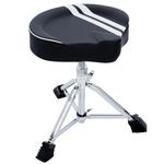 AODSK Heavy Duty Drum Throne Seat for Adult Drummers Height Adjustable and Rotatable,Cozy Flocking Surface Motorcycle Style Stool (Black,White)