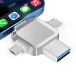 4-in-1 USB Photo Stick for iPhone 256GB,Universal Photo Backup Stick USB Flash Drive with Lightning+Micro USB+Type-C+USB Memory Sticks Thumb Drives (256, GB)