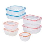 LocknLock Easy Essentials Color Mates Food Storage lids/Airtight containers, BPA Free, 14 Piece, Clear