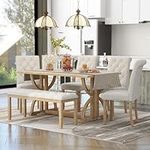Merax 6 Pieces Wood Dining Table Se