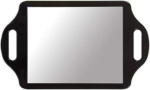 TRIXES Hairdressers Mirror - Salon Handheld Mirror – with 2 Handles Wide Angle –for Hairdressing and Beauty - Large Size 36.5 x 21.7cm – for Professional Barbers and Hairdressers - Black
