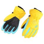 AMYIPO Kids Winter Snow Ski Gloves Children Snowboard Gloves for Boys Girls (Yellow, S (6-7 Years))