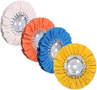 QZATTCAEN Airway Buffing Wheel Kit 4 Piece kit (1 pcs White & 1 pcs Orange & 1 pcs Blue & 1 pcs Yellow) 8" in Diameter 5/8" in Arbor Hole 12 Ply for Angle Grinder 4 Pcs