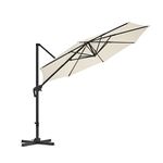 SONGMICS 3 m Garden Patio Cantilever Parasol, Offset Banana Hanging Umbrella, Sunshade with UPF 50 Plus Protection,Adjustable Tilt, Crank for Opening Closing, with Base, Beige GPU35BR