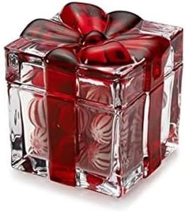 Mikasa Holiday Treats Large Covered Box Square Glass, Red