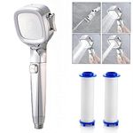 Sunkizzrs® Hand Shower for Bathroom 4-Function Shower Head with Filter Increase Water Pressure Handheld Showers （With 2 PP Filter Elements） (Silver)