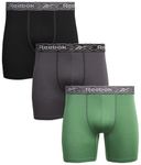 Reebok Men's Underwear - Performance Boxer Briefs (3 Pack), Black/Charcoal/Sage Green, M