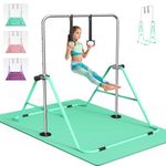 FBSPORT Gymnastics Bar with Mat for Kids, Foldable Adjustable Height Horizontal Bar, Gymnastic Training Equipment for Home Gym Indoor and Outdoor Use, Supports 140lbs