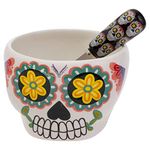 Boston International Ceramic Bowl and Spreader Day of The Dead Gift Boxed Serving Set, 14-Ounce, No Vida Cantina