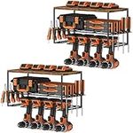 2 Pack Power Tool Organizer Storage Rack Drill Charging Station for 4 Power Drill Tools Wall Mount Drill Holder Garage Power Tool Storage Organiser Heavy Duty Utility Tool Shelf for Garage, Workshop