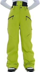 HIGH EXPERIENCE Ski Pants Snow Snowboard Pants Waterproof Insulated Baggy Windproof Hiking Winter Warm for Men Women (Light Green, X-Small)