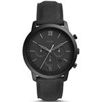 Fossil Watch for Men Neutra Chrono, Quartz Chronograph Movement, 44 mm Black Stainless Steel Case with a Leather Strap, FS5503