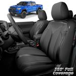 Super Cover® for Toyota Tacoma Seat Covers 2016-2023, Full Covered Waterproof Faux Leather Seat Cover Set, for Toyota Tacoma Double/Crew Cab 2016 2017 2018 2019 2020 2021 2022 2023 Car Accessories